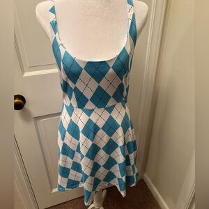 GGOV Blue and White Argyle looking Golf Dress with Undershorts and pocket